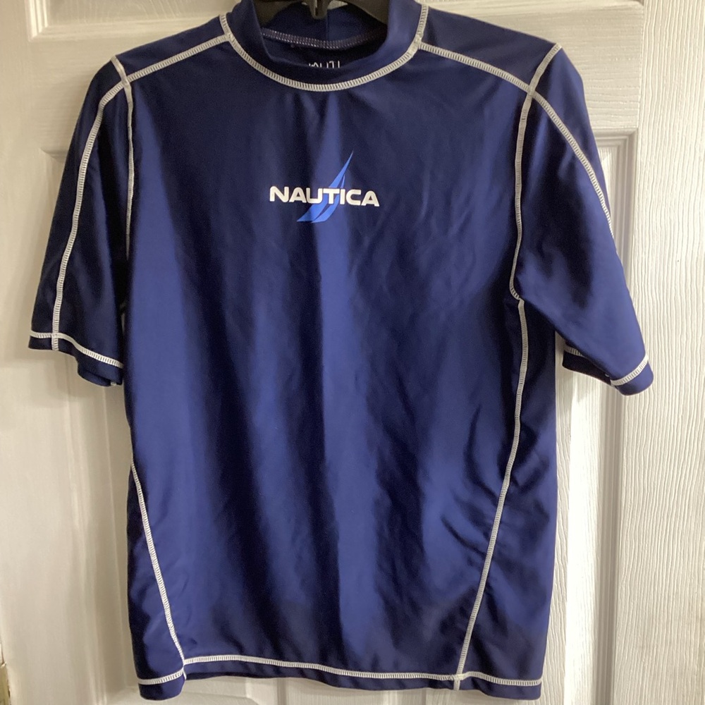 Boys nautica  swim shirt Size Large 14-16 Navy Blue